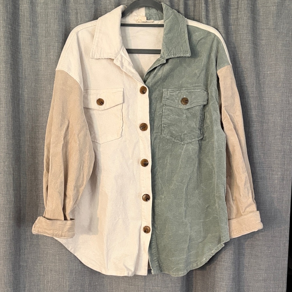 ILLA ILLA Gray and White Corduroy Shirt